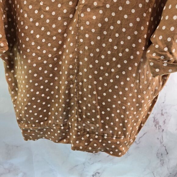 Lands Down Under Shirt Womens Large Brown Linen Spot Artsy To Wear Lagenlook - Picture 7 of 11